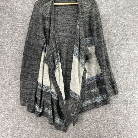 Sonoma Cardigan Women XL Gray Striped Open Front Long Sleeve Knit Acrylic Casual - Picture 4 of 9